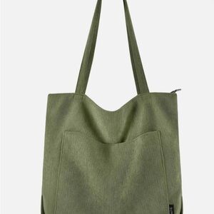 Olive Green Corduroy Tote Bag